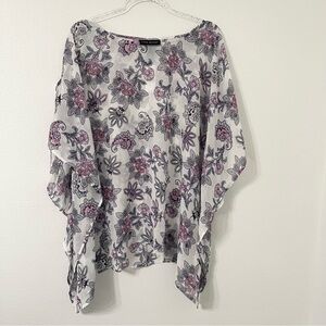 NWT Lane Bryant Sleeveless Poncho Caftan Flowy Sheer Top Paisley Floral. Size 16